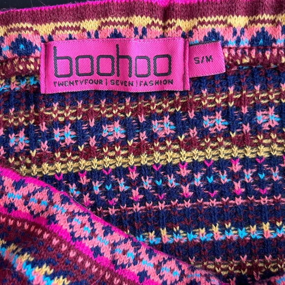 Boohoo Pink Tribal Mini Bodycon Sweater Skirt - Picture 5 of 9